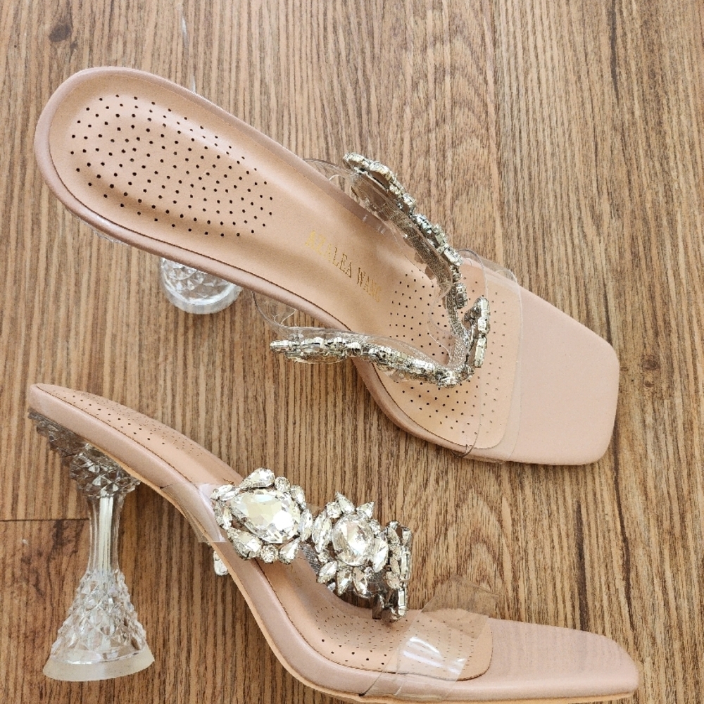 Vera Wang Nude Heels with Crystal Embellishments - Picture 8 of 13